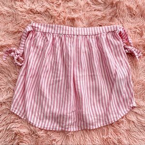 Pink Striped Off the Shoulder Top